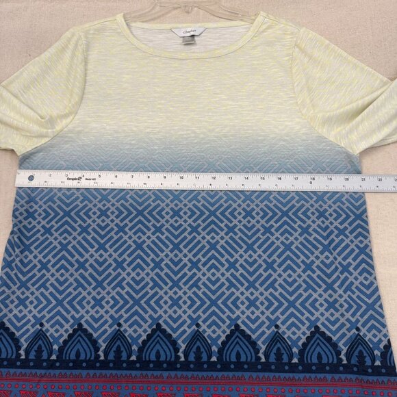 CJ Banks 3/4 Sleeve Tunic Top Geometric Ombre Women’s 1X Blue Ivory - Picture 9 of 12